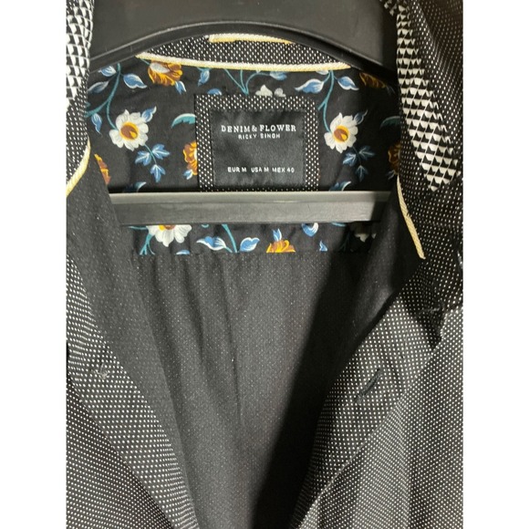 DENIM & FLOWER RICKY SINGH Mens Black medium Button Down Shirt Medium - Picture 2 of 9